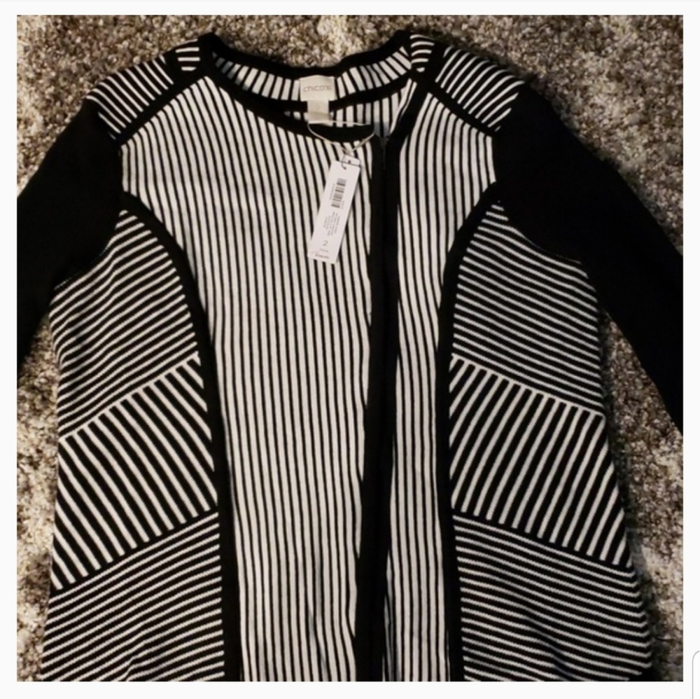 New Chico's  Cardigan Sweater Black & White